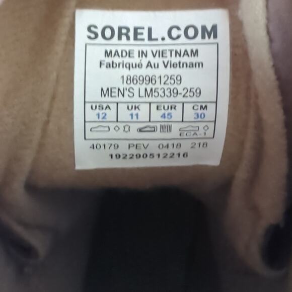 J. Crew / Sorel Cheyanne Tobacco  Men's Waterproof Camo Duck Boots Size 12 - Picture 13 of 14